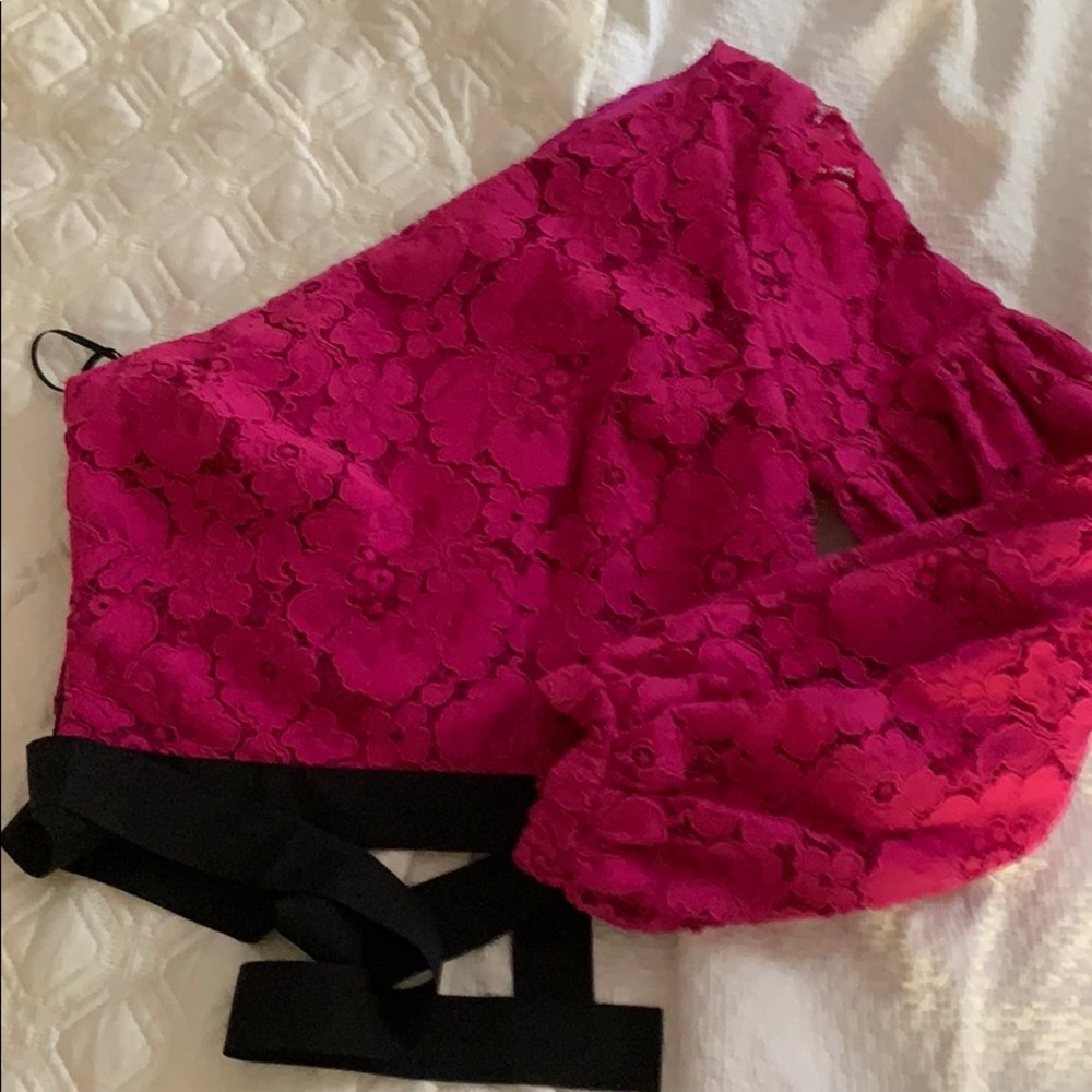Intermix one shoulder crop top